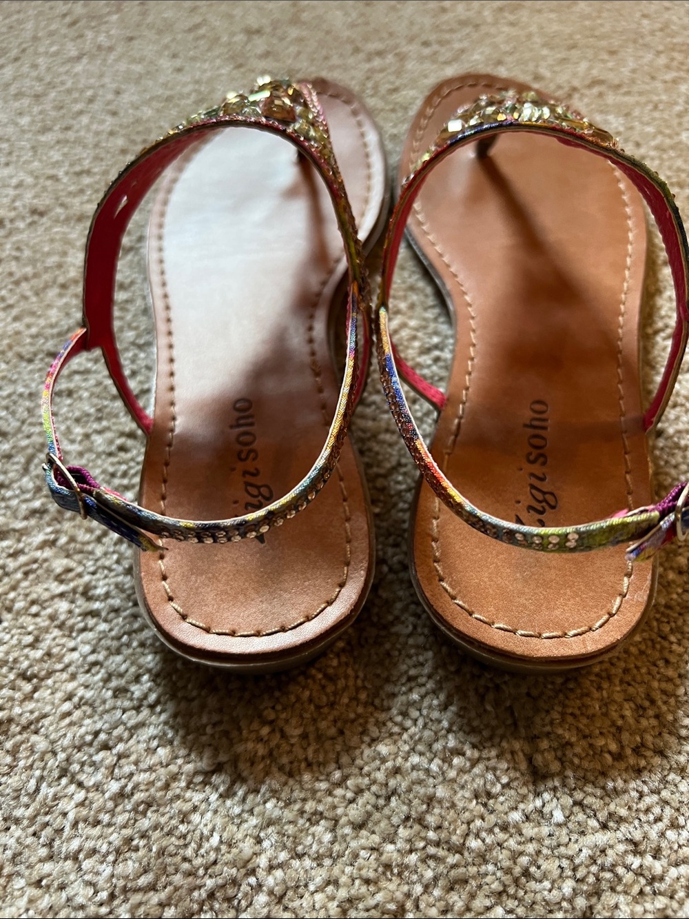 Zigi Soho Fazed Multicolor Jeweled Tan Slingback Sandals. 7.5. Like new. - Picture 2 of 7
